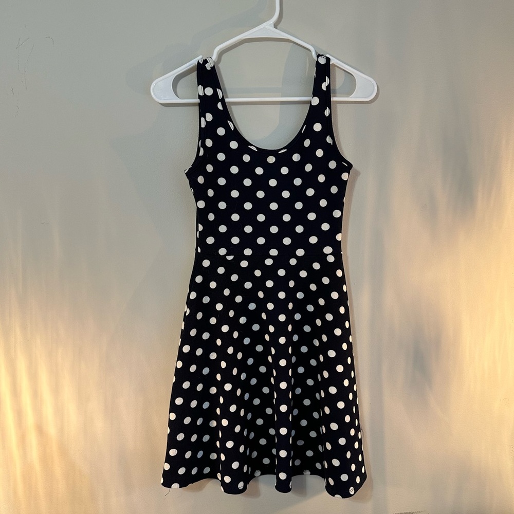 navy polka dot dress!!